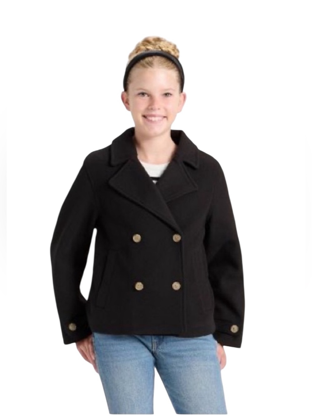 Art Class Black Double-Breasted Girls' Peacoat NWT